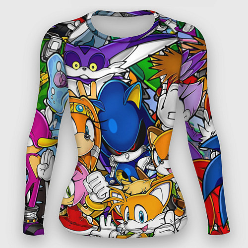 Женский рашгард КИБЕР СОНИК CYBER SONIC ROBOT / 3D-принт – фото 1