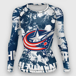 Рашгард женский Коламбус Блю Джекетс, Columbus Blue Jackets, цвет: 3D-принт