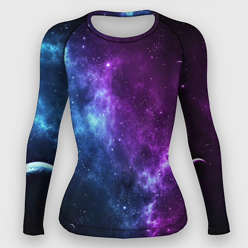 Женский рашгард NEON GALAXY НЕОНОВЫЙ КОСМОС / 3D-принт – фото 1