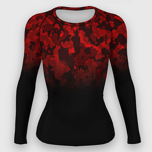 Женский рашгард BLACK RED CAMO RED MILLITARY / 3D-принт – фото 1