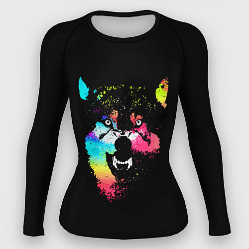 Женский рашгард Неоновый свирепый волк / 3D-принт – фото 1