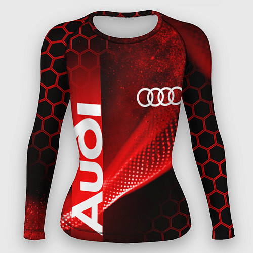 Женский рашгард AUDI АУДИ SPORT СПОРТ RED AND BLACK / 3D-принт – фото 1