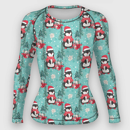Женский рашгард Пингвинчики новый год / 3D-принт – фото 1