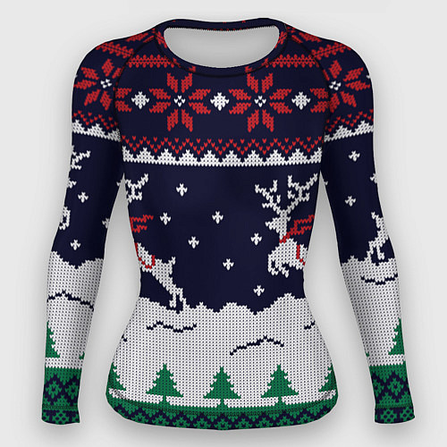 Женский рашгард СВИТЕР С ОЛЕНЯМИ DEER SWEATER / 3D-принт – фото 1