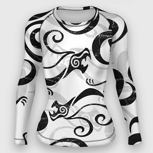 Женский рашгард ТОКИЙСКИЕ МСТИТЕЛИ ТАТУ ДРАКЕНА, ЧЁРНЫЙ ДРАКОН / 3D-принт – фото 1