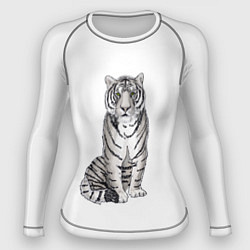 Рашгард женский Сидящая белая тигрица, цвет: 3D-принт