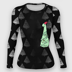 Рашгард женский ДИНОЗАВРИК В СТИЛЕ НОВОГО ГОДА, цвет: 3D-принт