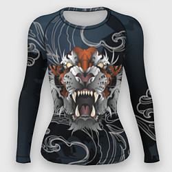 Рашгард женский Рычащий Тигр в японском стиле, цвет: 3D-принт
