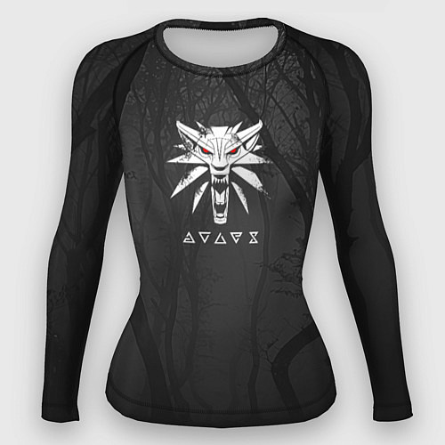 Женский рашгард БЕЛЫЙ ВОЛК В ЛЕСУ ВЕДЬМАК / 3D-принт – фото 1