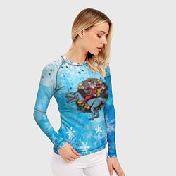 Рашгард женский Санта на дино 2024, цвет: 3D-принт — фото 2