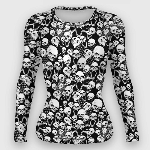 Женский рашгард Screaming skulls & web / 3D-принт – фото 1