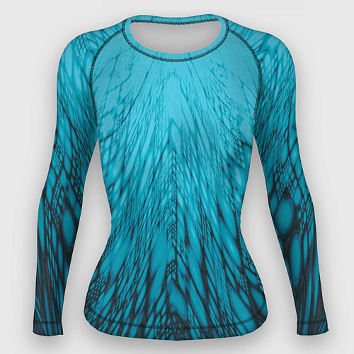 Женский рашгард Коллекция Rays Лучи Голубой и черный Абстракция 65 / 3D-принт – фото 1