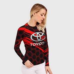 Рашгард женский Toyota: Красные соты, цвет: 3D-принт — фото 2