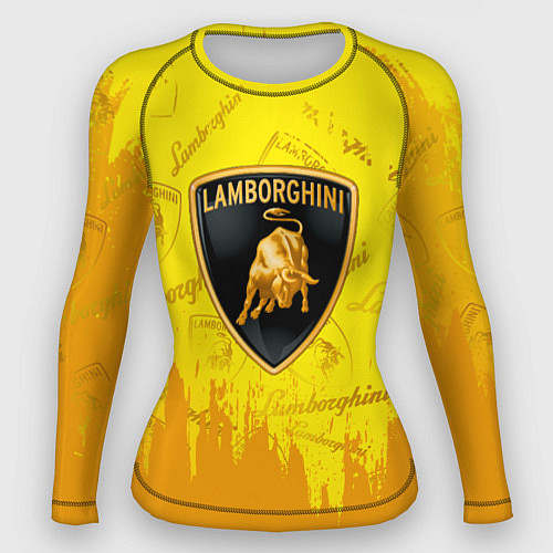 Женский рашгард Lamborghini pattern gold / 3D-принт – фото 1