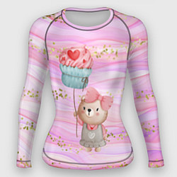Рашгард женский Милый мишка с воздушным пирожным, цвет: 3D-принт