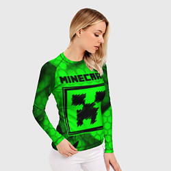 Рашгард женский MINECRAFT - Зеленый Крипер, цвет: 3D-принт — фото 2
