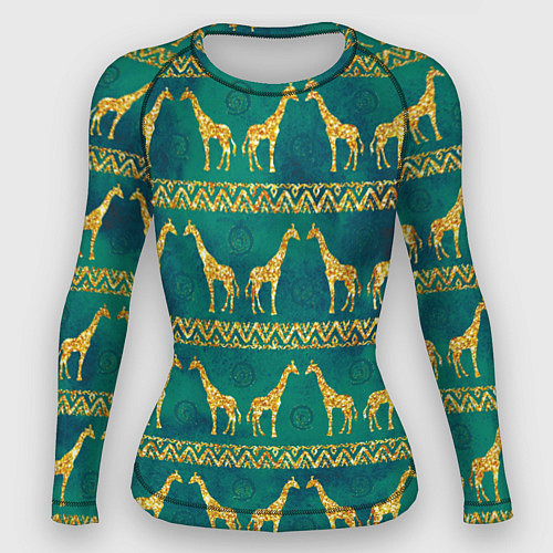 Женский рашгард Золотые жирафы паттерн / 3D-принт – фото 1