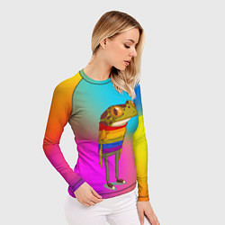 Рашгард женский Радужная лягушка Rainbow Frog, цвет: 3D-принт — фото 2
