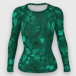 Рашгард женский Яркие зеленые листья, цвет: 3D-принт