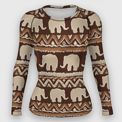 Рашгард женский Слоны паттерн, цвет: 3D-принт