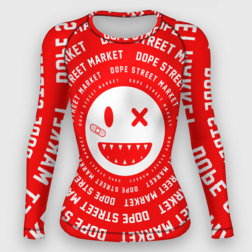 Женский рашгард Счастливый Смайлик Red Dope Street Market / 3D-принт – фото 1