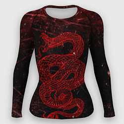 Рашгард женский Красная Змея Red Snake Глитч, цвет: 3D-принт