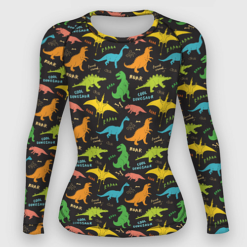 Женский рашгард Разноцветные Динозавры / 3D-принт – фото 1