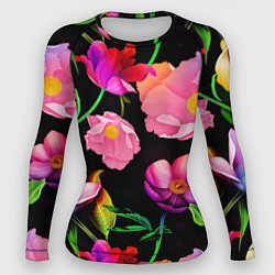 Рашгард женский Цветочный узор Floral pattern, цвет: 3D-принт