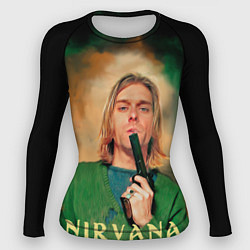 Рашгард женский Nirvana - Kurt Cobain with a gun, цвет: 3D-принт