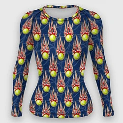 Рашгард женский Теннисные мячики в огне, цвет: 3D-принт