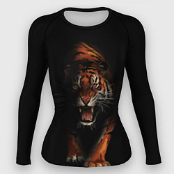 Рашгард женский Тигр на черном фоне, цвет: 3D-принт