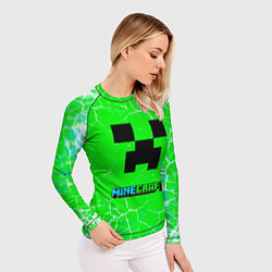 Рашгард женский Minecraft зеленый фон, цвет: 3D-принт — фото 2