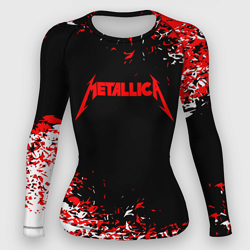 Женский рашгард Metallica текстура белая красная / 3D-принт – фото 1