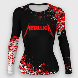 Рашгард женский Metallica текстура белая красная, цвет: 3D-принт