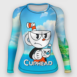 Рашгард женский Cuphead сердитая чашечка, цвет: 3D-принт