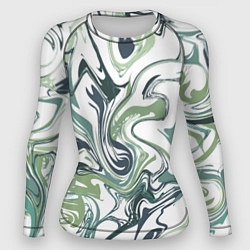Рашгард женский Зеленый мрамор Абстрактный узор с прожилками и раз, цвет: 3D-принт