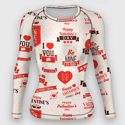 Женский рашгард Поздравления - паттерн - HAPPY VALENTINES DAY / 3D-принт – фото 1