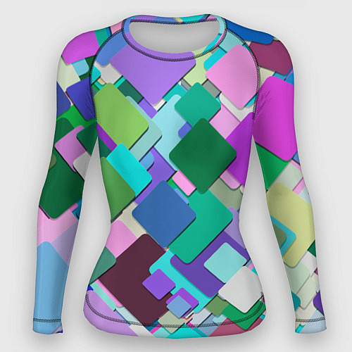 Женский рашгард MULTICOLORED SQUARES / 3D-принт – фото 1
