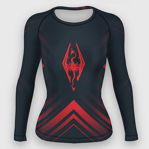 Женский рашгард Красный Символ Skyrim на темном фоне со стрелками / 3D-принт – фото 1