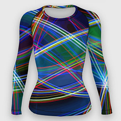 Рашгард женский Разноцветные неоновые линии Абстракция Multicolore, цвет: 3D-принт