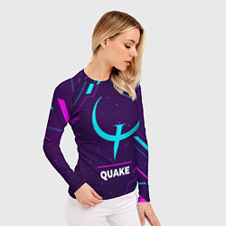 Рашгард женский Символ Quake в неоновых цветах на темном фоне, цвет: 3D-принт — фото 2