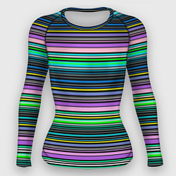 Рашгард женский Яркие неоновые тонкие полосы, цвет: 3D-принт