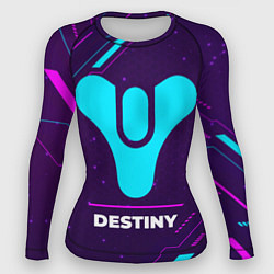 Рашгард женский Символ Destiny в неоновых цветах на темном фоне, цвет: 3D-принт