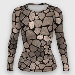Рашгард женский Черно-коричневая текстура камня, цвет: 3D-принт