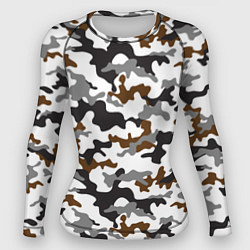 Рашгард женский Камуфляж Чёрно-Белый Camouflage Black-White, цвет: 3D-принт