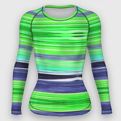 Рашгард женский Сине-зеленые абстрактные полосы, цвет: 3D-принт