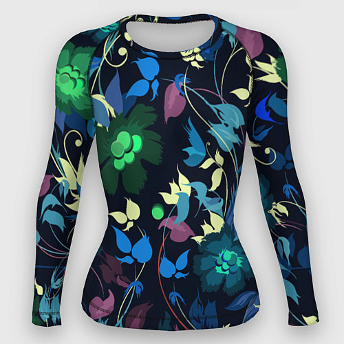 Женский рашгард Color summer night Floral pattern / 3D-принт – фото 1