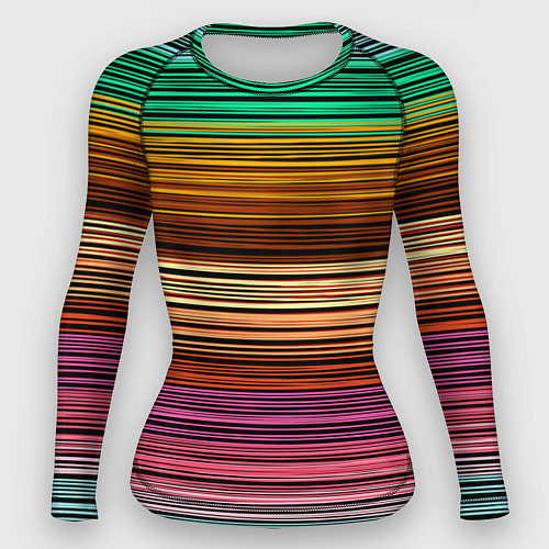 Женский рашгард Multicolored thin stripes Разноцветные полосы / 3D-принт – фото 1