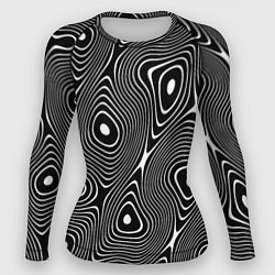 Рашгард женский Чёрно-белая стилизованная поверхность воды Wave pa, цвет: 3D-принт
