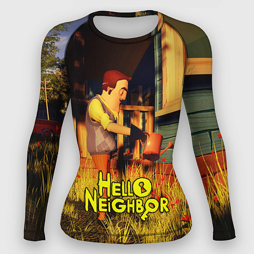 Женский рашгард Hello Neighbor Привет сосед Сосед поливает / 3D-принт – фото 1